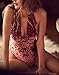 ChongXiao Women's Velvet Halter Neck High Cut Backless One-piece Swimsuit Bodysuit (S, Wine Red)