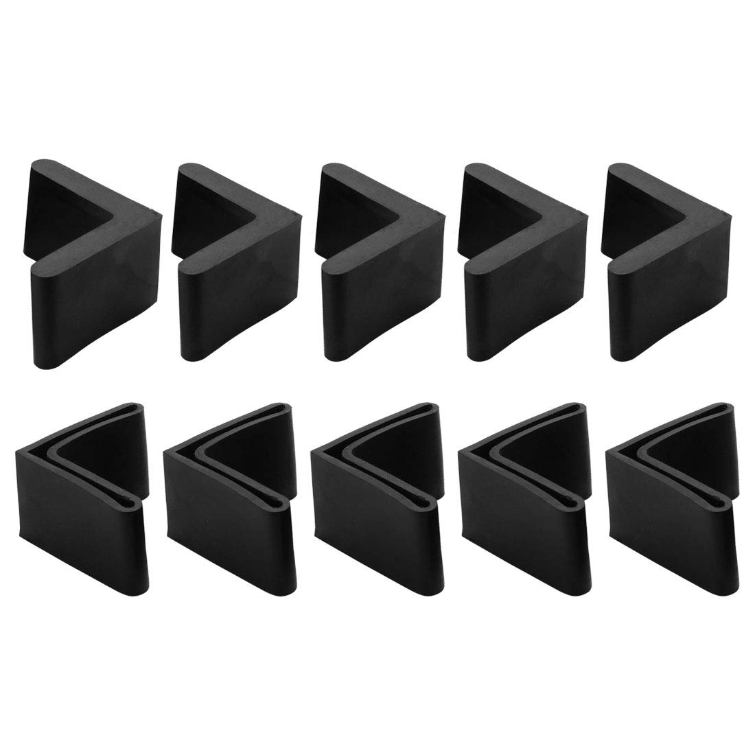 sourcing map Furniture Angle Iron Foot Pads L Shaped Rubber Leg Covers Protectors 40 x 40mm 10 Pcs Black
