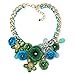 LovelyCharms Green Blue Flower Floral Statement Necklace Chunky Pendant