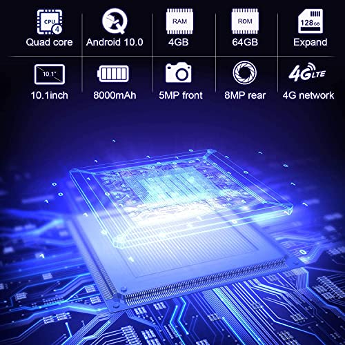 DUODUOGO Tablet 10.1 in 4G LTE, Android 10.0 Pie Tablets with Wireless