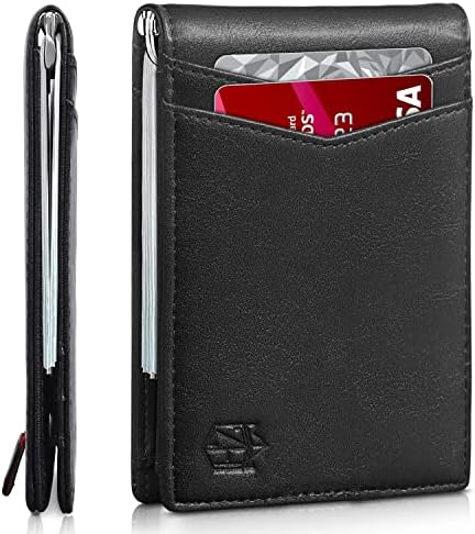 Zitahli Minimalist Slim Bifold Front Pocket Wallet with Money Clip