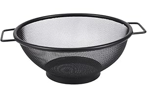 Stainless Steel Colander for Kitchen Use, 3-Quart Pasta Strainer with Double Handles & Footed Base, Rust-Resistant 304 Steel 