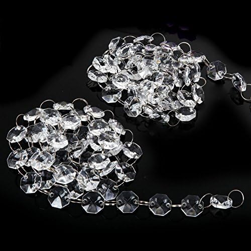 10 Pack 33FT Crystal Beaded Trim Garland Chandelier Clear Acrylic Bead Hanging for DIY Decoration