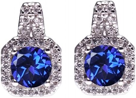 SheColour 1.2 Ct Round 6mm Natural Tanzanite Blue Topaz 925 Steerling Silver Stud Earrings