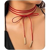Bravace Bow Chocker Necklace for Women with Adjustable Layered Velvet Lace Collar Sexy Long Wrap Rope Gothic Choker for Party Cosplay or Daily Wear Jewelry Gift