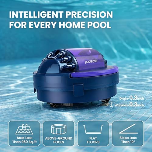 Cordless Robotic Pool Vacuum for Above/In-ground Flat Pool up to 960 Sq.ft | Pool Cleaner Robot 100 Min Runtime, Self-Parking, with Dual high-Powerful Motors Provide Strong Suction
