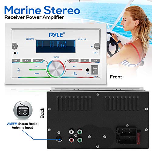 Pyle Bluetooth Marine Radio Receiver 300W Double DIN Boat Marine Head