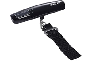 NUTRI FIT Luggage Scale Portable Handheld Baggage Scale with Hook Heavy Duty Suitcase Scale for Travel,Overweight Alert Functions,50kg/110lbs,Backlight LCD Display - Black