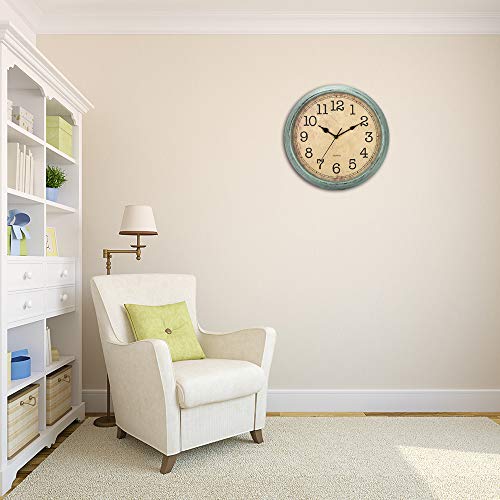 HYLANDA 12 Inch Vintage/Retro Wall Clock, Silent Non-Ticking Quartz Decorative Wall Clocks Battery Operated with Large Numbers&HD Glass Easy to Read for Kitchen/Living Room/Bathroom/Bedroom/Office