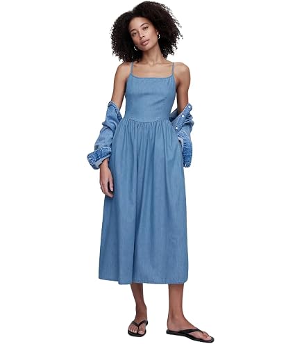 GAP Women's Dipped Waist Midi Dress, Lemon Print, XS/P at Amazon Women's Clothing store