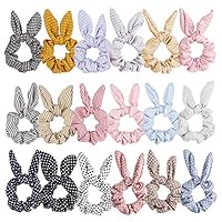 PANTIDE 18PCS Hair Scrunchies Hair Bands Rabbit Bunny Ear Elastic Bowknot Scrunchy Hair Tie Hair Accessories for Women