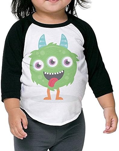 Toddler Geek Big Eyes Monster Black Size 3 Toddler 100% Cotton 3/4 Sleeve Athletic Baseball Raglan Tee Shirts