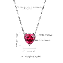 July Birthstone Tiny Necklace Hearts Love Pendant