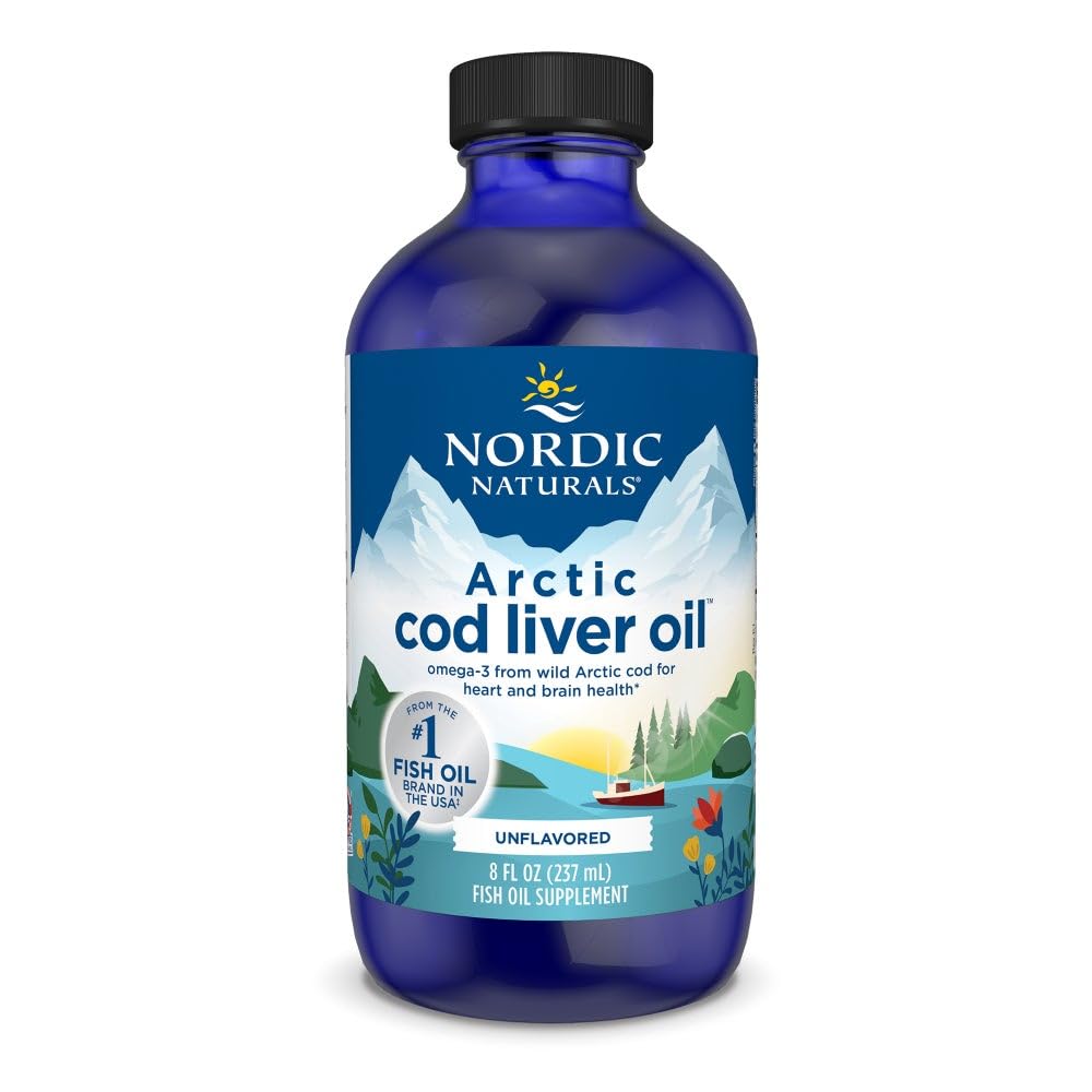 Nordic Naturals Arctic Cod Liver Oil, Unflavored - 8 oz - 1060 mg Total Omega-3s with EPA & DHA - Heart & Brain Health, Healthy Immunity, Overall Wellness - Non-GMO - 48 Servings