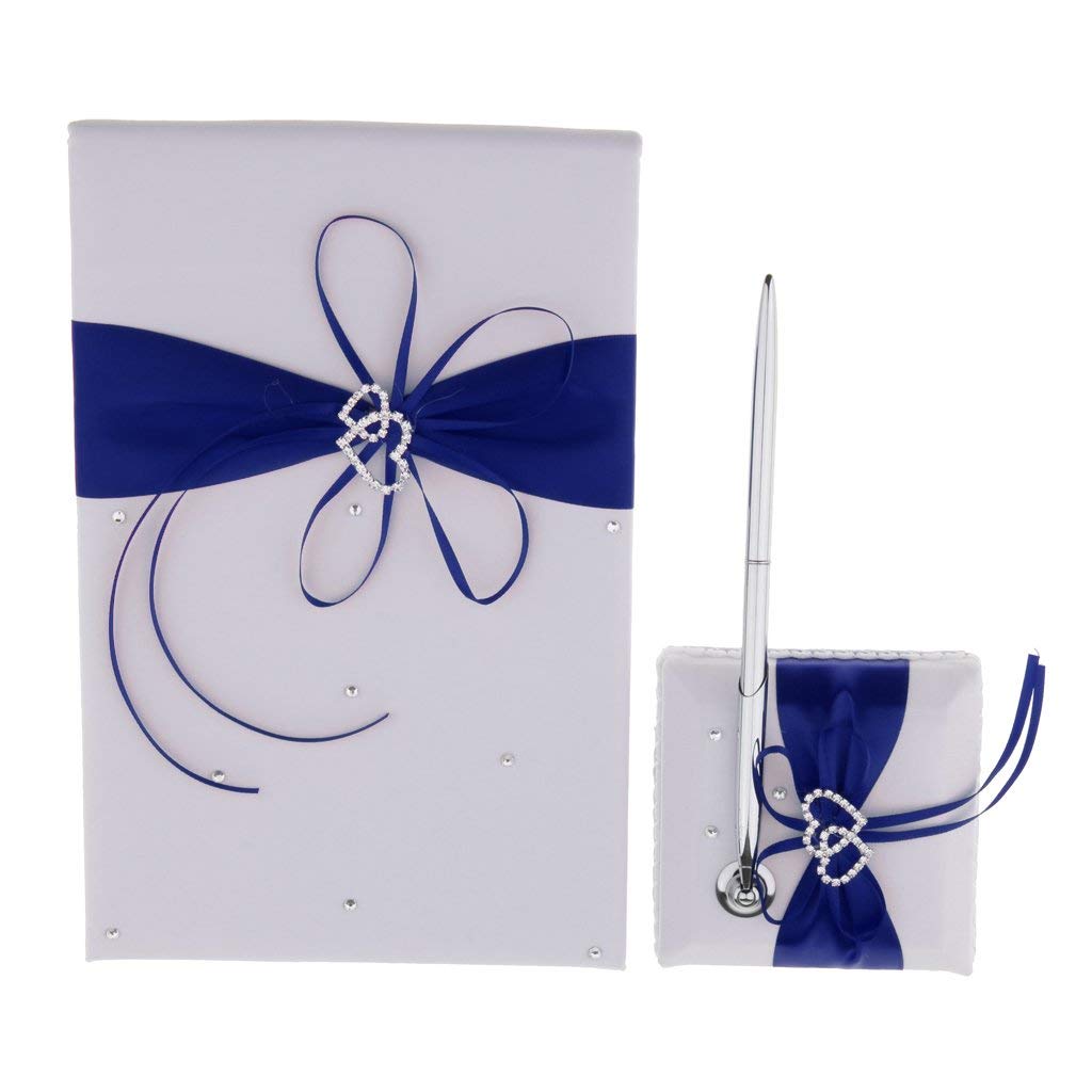 KODORIA Wedding Guest Book with Matching Pen Holder and Pen Signature Book with Pen for Wedding Reception - Blue