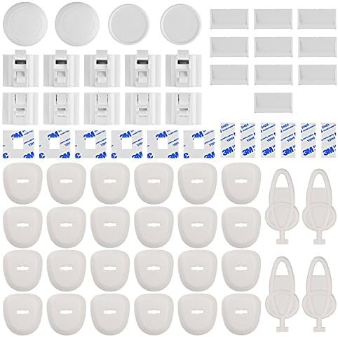 Baby Proofing Product Kit SHERRY Child Safety Lock Electrical Outlet Plug Cover Set for Cabinet Drawer Cupboard Socket Protect Home Use (10 Locks + 24 Covers)
