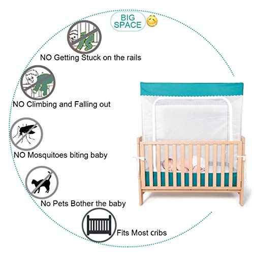 YeTrini Crib Safety Tent,See Through Mesh Crib Netting Mosquito Nets