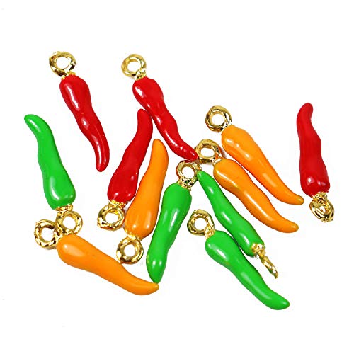 WEFOO 30 pcs Alloy Enamel Pepper Chili Pendants Beads DIY for Necklace Bracelet Jewelry Making
