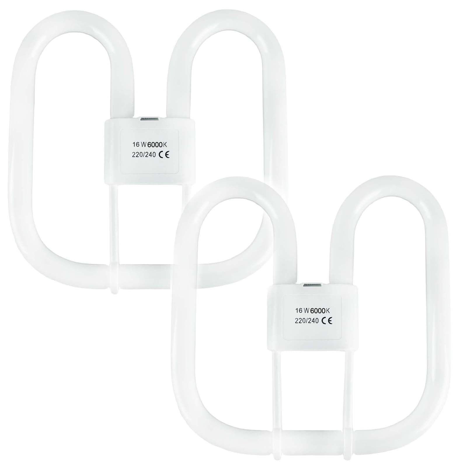 JQslight 16W GR10Q Compact Fluorescent Lamp，4 Pin Light Bulbs Cold White 6000k Non-Dimmable，950LM，AC 230V，Recessed Ceiling Light，Energy Saving Light Bulbs，Pack of 2