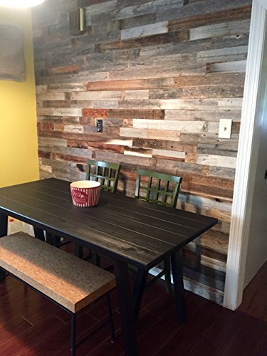 Reclaimed Wood Wall Paneling Pack of 10 Square Feet (3 Inch Wide) Barnwood Accent Wall, ShipLap Wood Boards, Rustic Barn Wood Ceiling Plank Decor Farmhouse Living Room Panel AllBarnWood