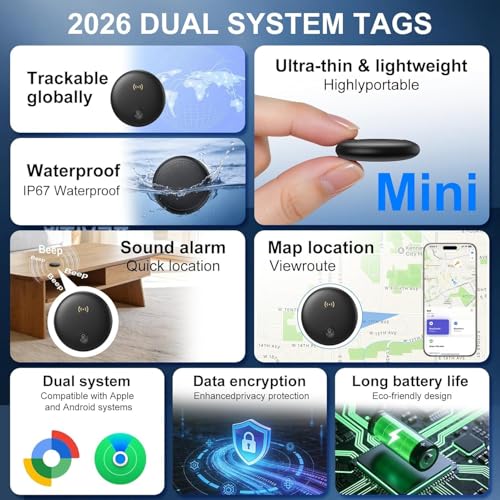 GPS Tracker Car (Compatible with iOS & Android) GPS Tracker Car without ABO Integrated, Strong Magnetic Suction Power Mini GPS Tracker Global Cover Worldwide IP67 for Cars, Motorcycles, Bicycles