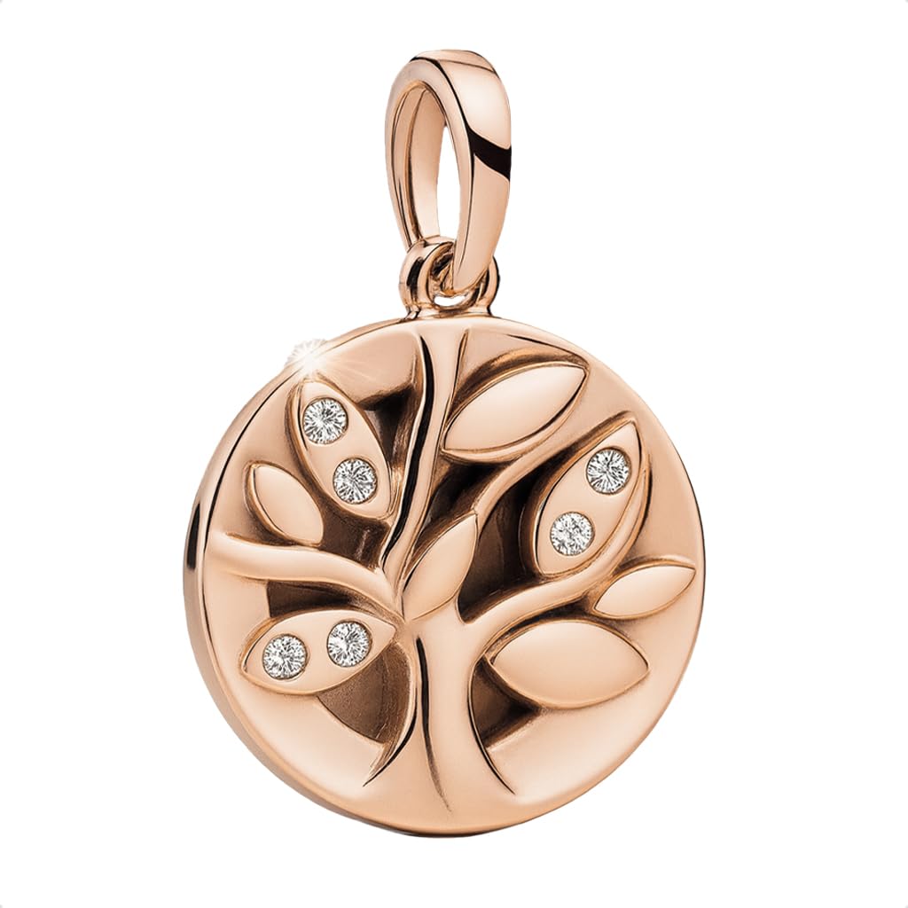 Family Tree of Life Pendant Charm 925 Sterling Silver Rose Gold with Crystals for Pandora Moments Bracelet or Necklace Her Girls Women - Happy Birthday Gift Box