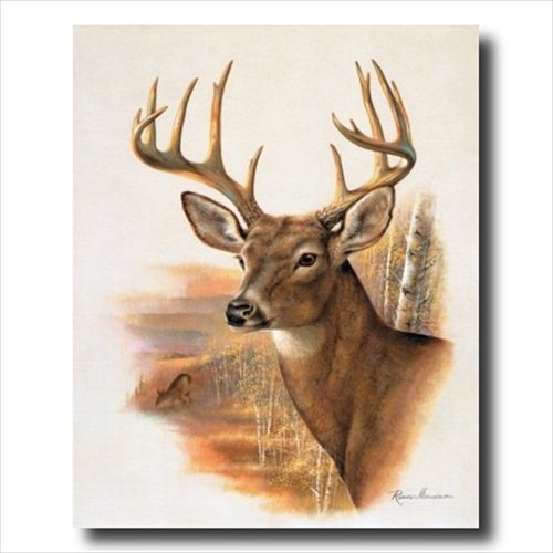 Whitetail Buck Deer Antler Rack And Doe Animal Wildlife Wall Picture Art Print