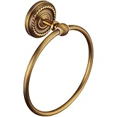 Kelelife Towel Ring Antique Brass, Wall Mounted Bath Hand Towel Holder with Braiding Carvings, Vintage Style