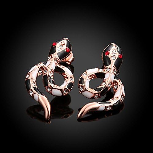 Thanyaluk Rose Gold Plated Snake Crystal Rhinestone Elegant Ear Stud Earrings Women Hot