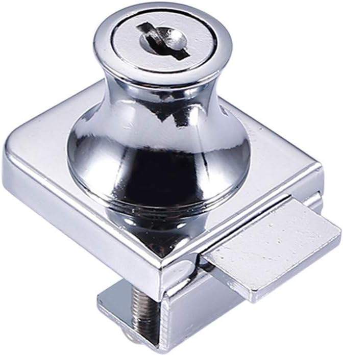 KlinkamzZinc Alloy Lock Glass Display Cabinet Showcase Locks for 5-8mm Glass Door No Drill with 2 Keys