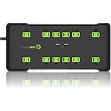 TrickleStar TS1205 12-Outlet PRO Series Surge Protector with 2 USB Charging Ports 3420 Joules, Ceramic, Fireproof/Surge Prote