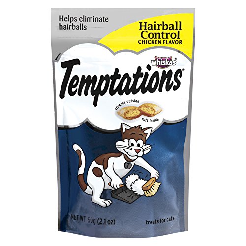 TEMPTATIONS Treats for Cats Hairball Control Chicken Flavor 2.1 Ounce (Pack of 12), With Our Mouthwatering Menu We Have a Flavor For Every Feline