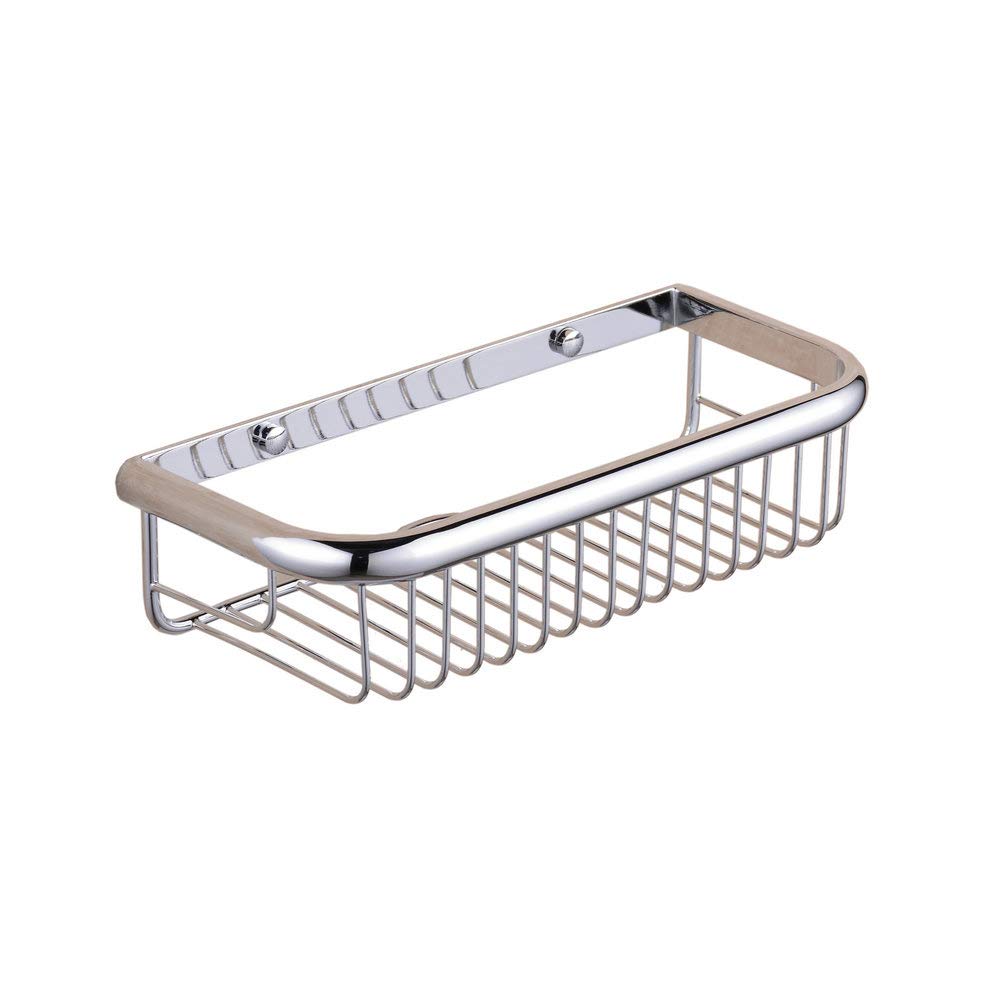 Beelee 11.81 Inch Brass Shower Caddy with Concealed Installation Screws Rustproof Bathroom Caddy Wall Shelves Kitchen Storage Basket Holder Chrome