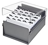 Acrimet 5 X 8 Card File Holder Organizer Metal Base Heavy Duty (AZ Index Cards and Divider Included) (Gray Color with Crystal Plastic Lid Cover)