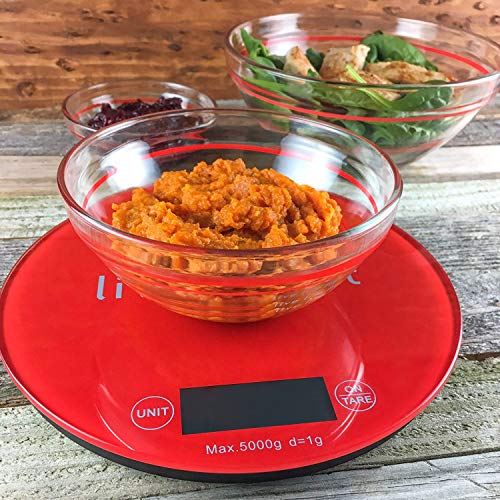 Fitlosophy Red Digital Kitchen Food Scale for Portion Control - Thumbnail 4