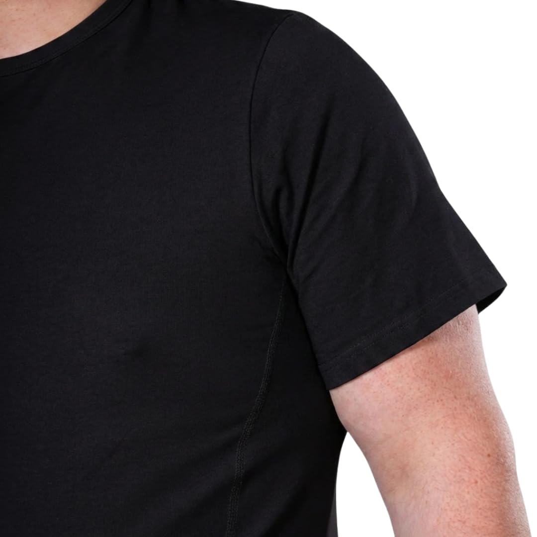 4XL T-Shirt für Männer mit Übergröße Bauchumfang Herren Rundhals Basic Tshirt Übergrößen. 4XL-B (für Bauchumfang 138-145 cm) Schwarz 2