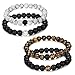 ORAZIO 4Pcs 8mm Beaded Distance Bracelet Natural Stone Couple Lover Relationship Bracelets Elastic