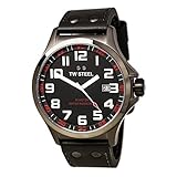 TW Steel Pilot TW421 Gray PVD titanium coated steel & Leather Watch - 48 mm
