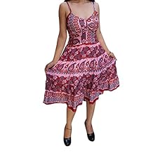 Mogul Interior Womens Ella Sundress Recycled Vintage Silk Spaghetti Strap Resort Dresses