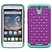 Microseven® Alcatel onetouch Pop Astro 5042T Case Cover, For Diamond Stud Bling Gem Jewel Rhinestone Hybrid Cell Phone Case Cover Accessory + 1 Touch Screen Stylus with Microseven Packaging (DM PURPLE TEAL)