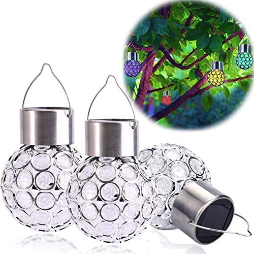 Shopere Solar Hanging Light Decoration Globe Ball Color Changing LED Landscape Lighting for Garden Patio Yard Home Decor 4 Pack