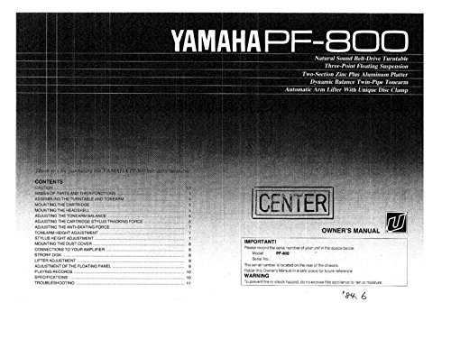 Yamaha PF-800 Turntable Owners Instruction Manual Reprintl