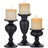 Sziqiqi Pillar Candle Holders Set of 3 Black for Table Mantle Fireplace Decor Modern Farmhouse Home Decor