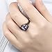 FENDINA Black Gold 18K Wedding Ring Heart Emerald Dark Purple Amethyst Inlay Fashion Ruby CZ Created Ring Engagement, Size 8