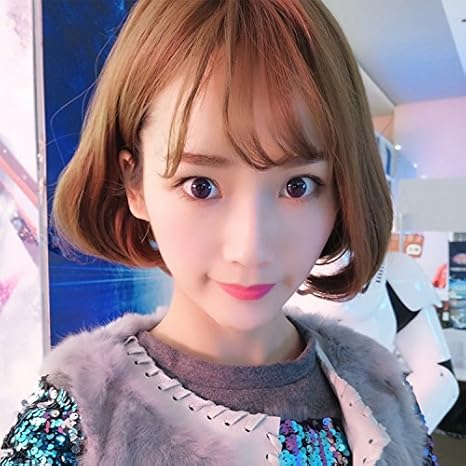 Japanese Women Hand Woven Scalp Wig Pear Head Bangs Short Hair Air