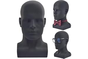 FLWAI PVC Matte Black Male Mannequin Head Display Head Stand Wig Display Head Model Men Manikin Head Dolls for Display Headset, Headphone, Game Console, Hats, Wigs Jewellery (Matte Black)