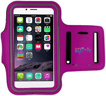 Touch ID Plus Size (5.5") Access Running Armband w/ Key Holder and Screen Protector for iPhone 7Plus, 6Plus, 6SPLUS, Galaxy S7 Edge, S6 Edge, S5, Note 5/4/3, LG G4 (Purple)