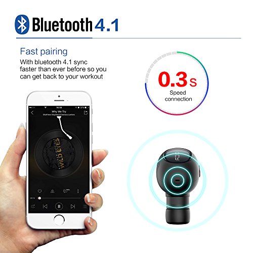 Bluetooth Headset, MINI Invisible Bluetooth Earpiece In Ear V4.1 Wireless Bluetooth Car headphones with Mic for iPhone 7 SE 6 6 plus 5 5S Ipad Apple Watch and Android Smart Phones(1 Pack) - Thumbnail 3