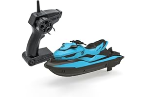 Miracland 2.4GHz Remote Control Jet Ski, High Speed RC Motorboat Water Toy with Dual Propellers, 2 Speed Levels, 50 Meters Control Range (Blue)