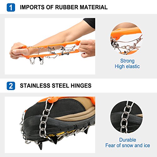 Cosyzone Traction Cleats Ice Snow Grips Crampons Micro Spikes for Shoe Boots, Safe for Outdoor Walking Hiking(L)